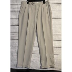 Alan Flusser Golf Pleated Dress Pants Mens 36x30 Beige Cuffed